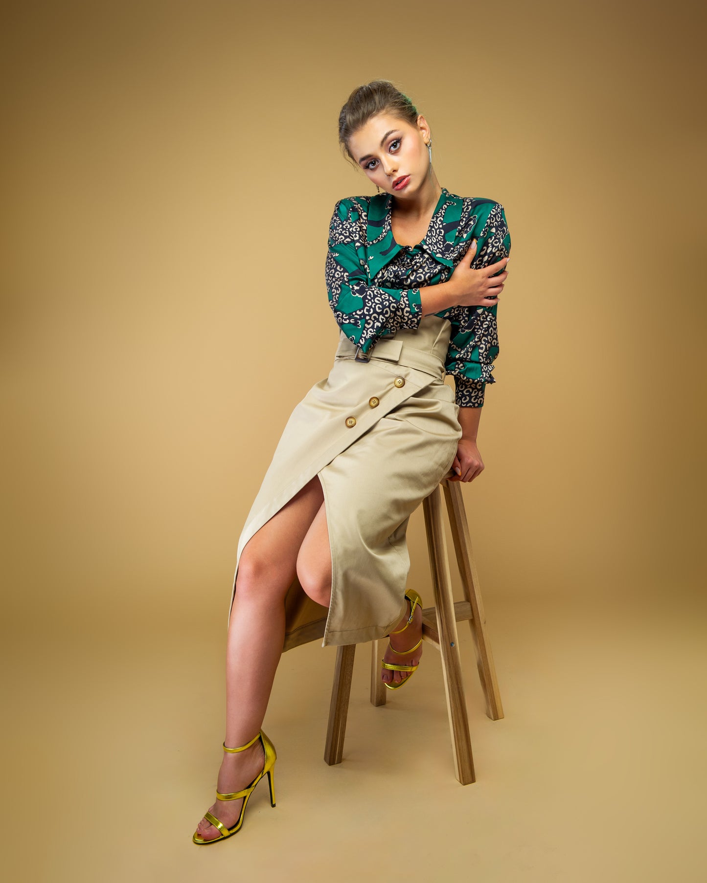 Camasa satinata Wild Green