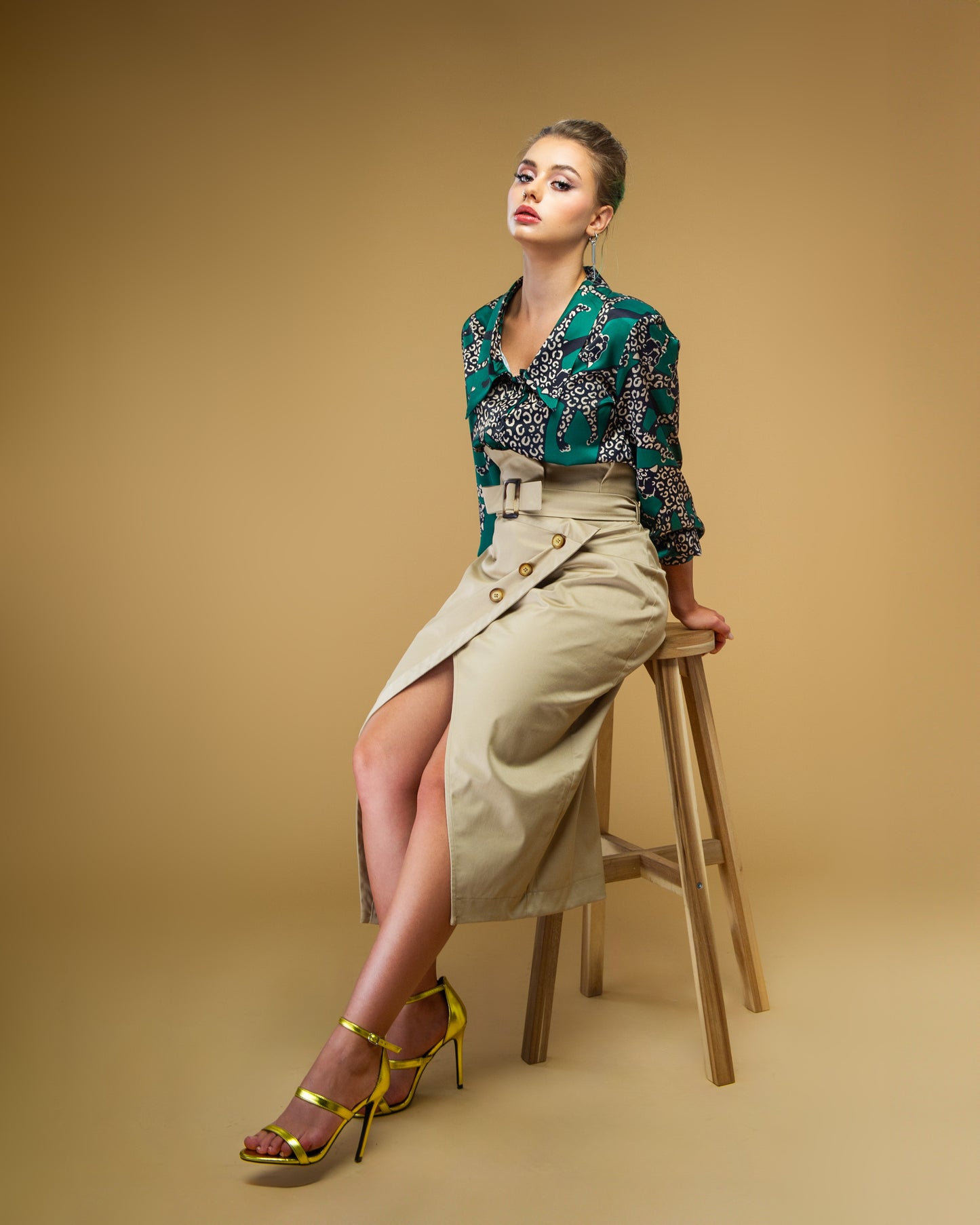 Camasa satinata Wild Green
