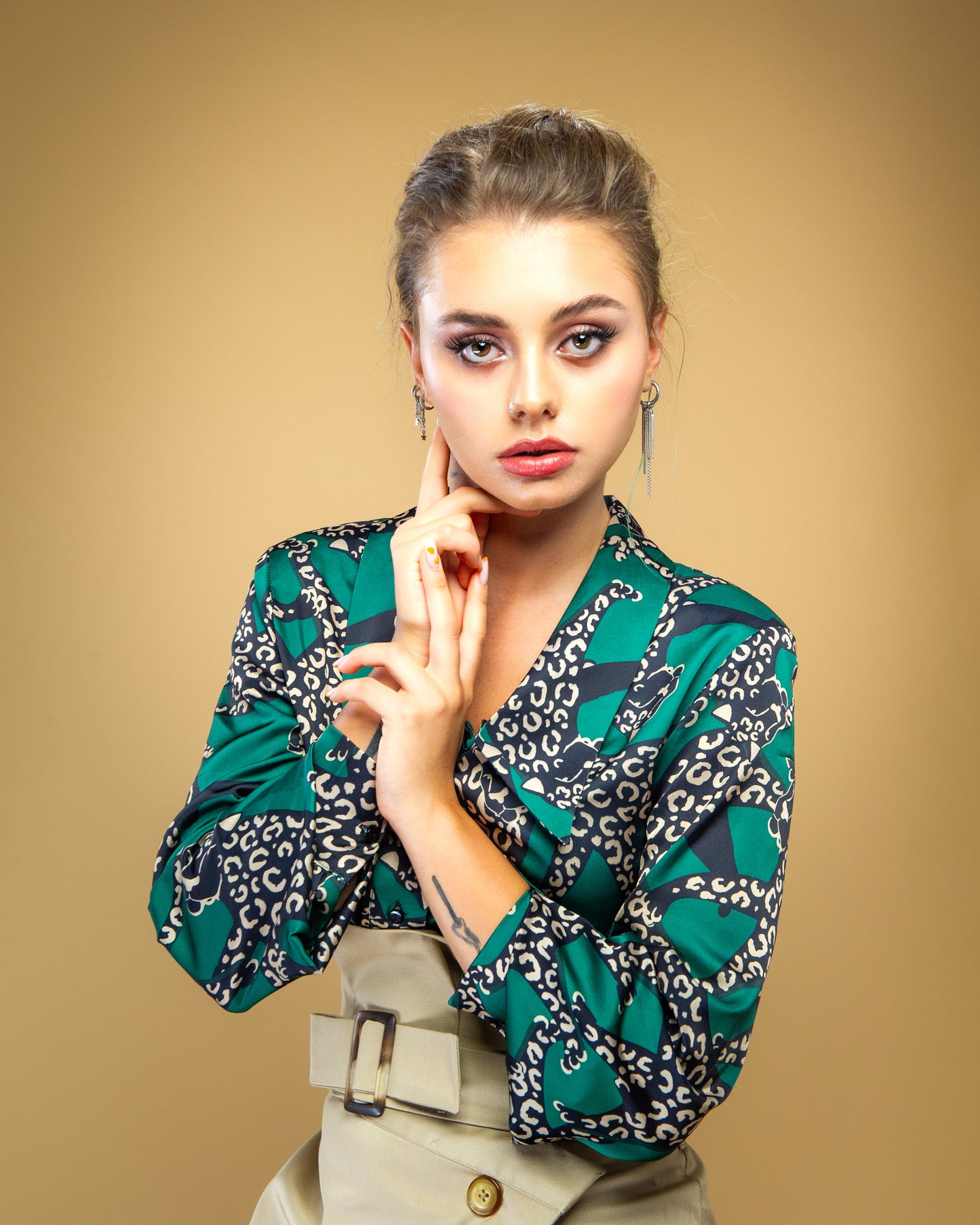 Camasa satinata Wild Green